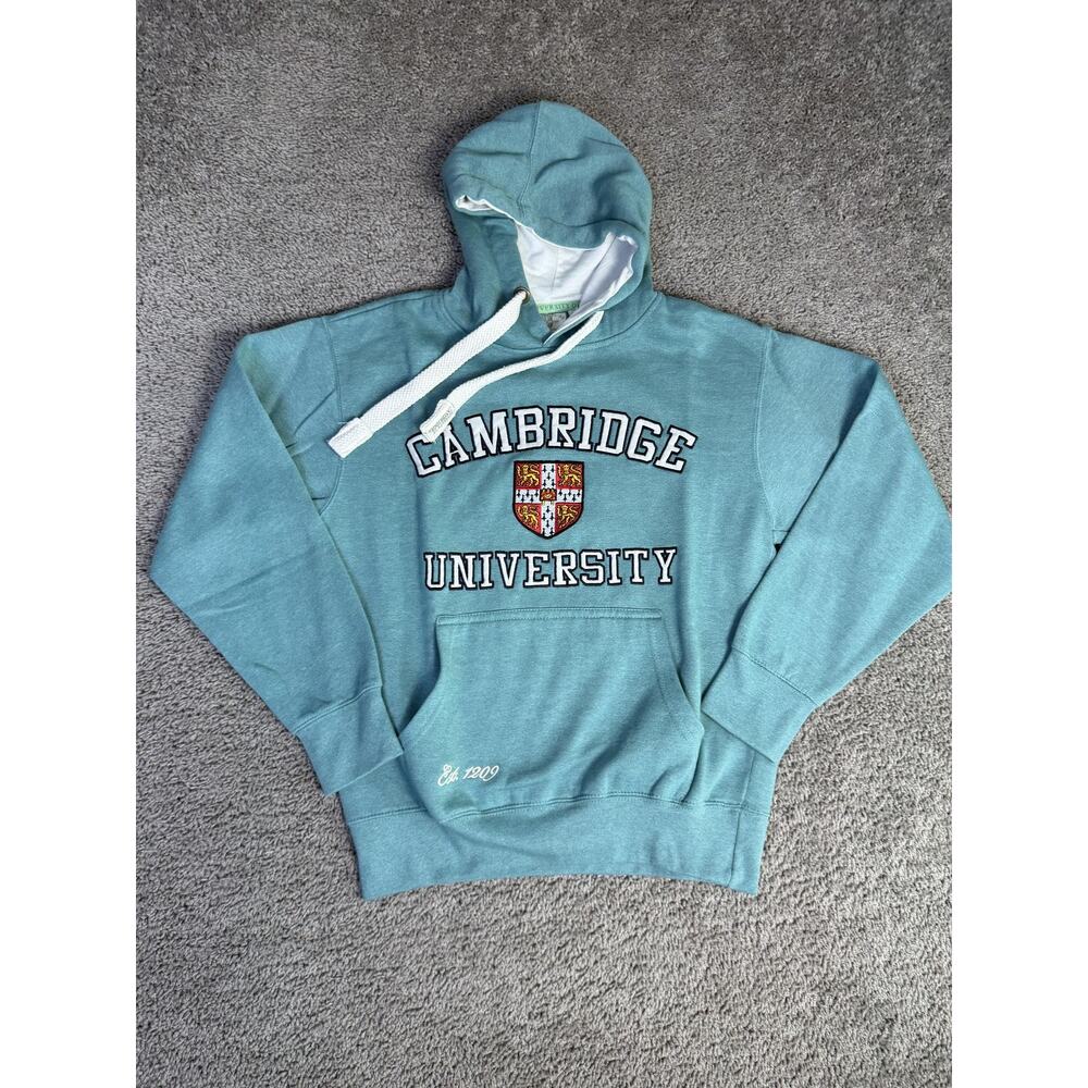 CAMBRIDGE University Hoodie Mens M Green Pullover Hooded Pockets Embroidered